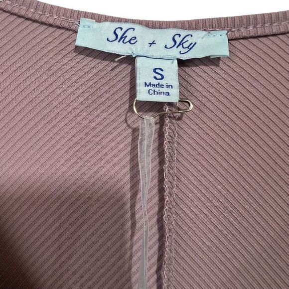 She & Sky Tank Dress Womens Small Lavender Swing Ribbed V-Neck Stretchy - Picture 4 of 6
